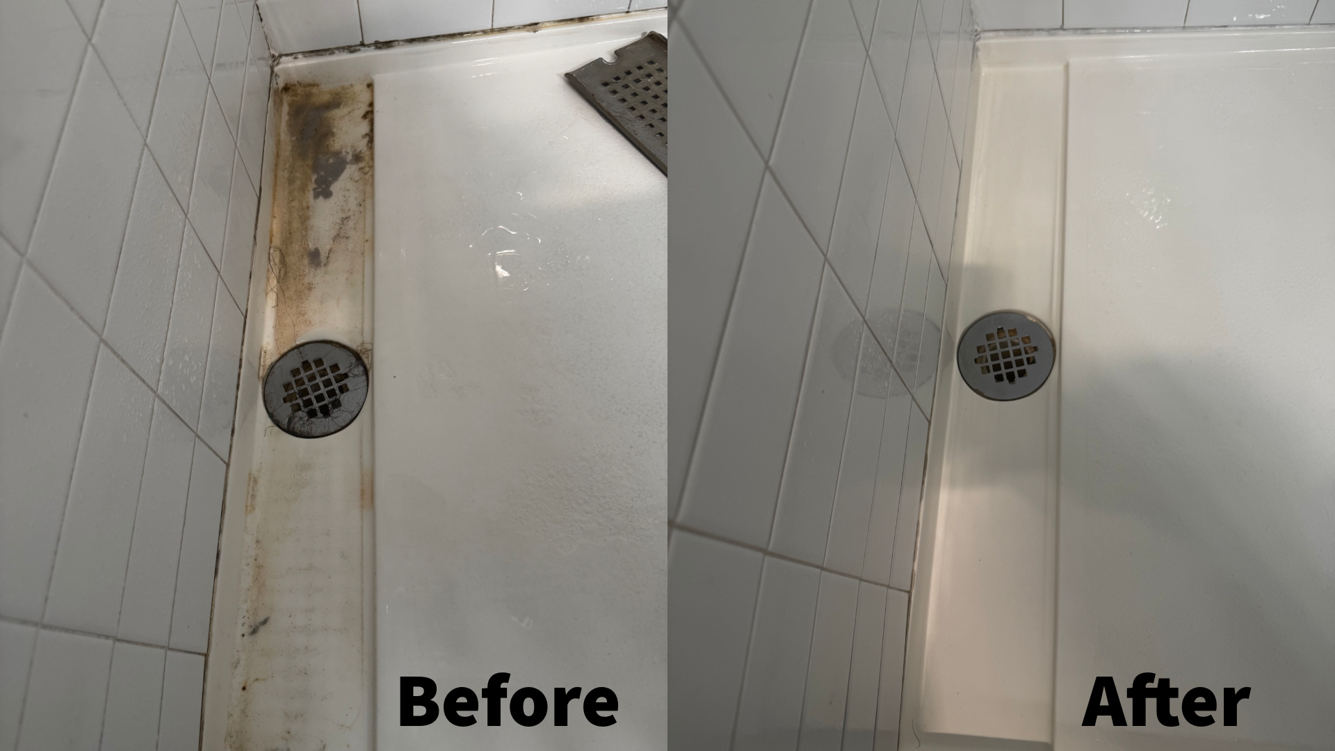 Shower before and after deep cleaning