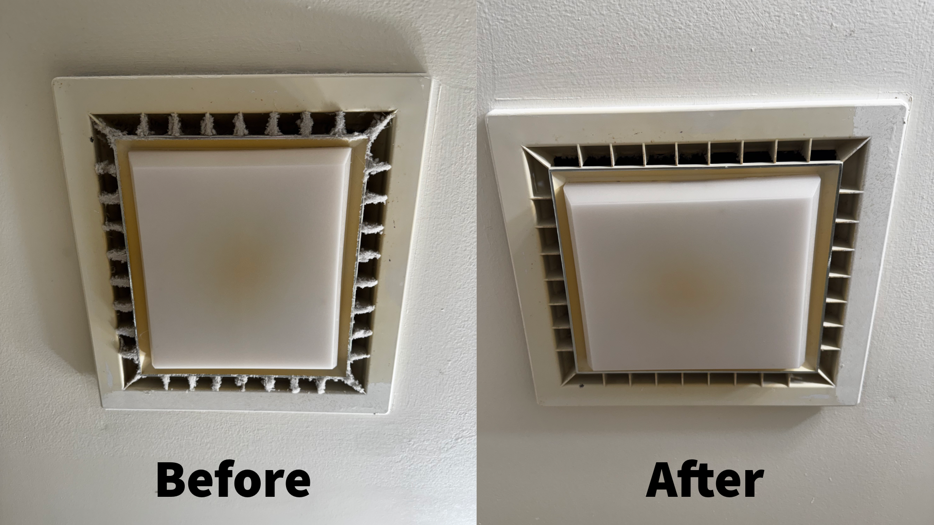 Exhaust vent before and after deep cleaning